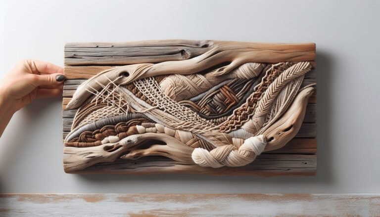 driftwood yarn wall art