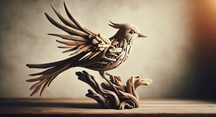 driftwood bird wall art 1