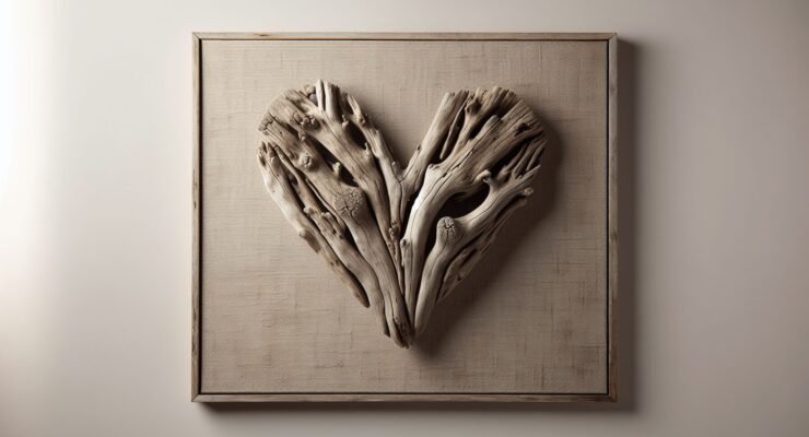 driftwood heart wall art