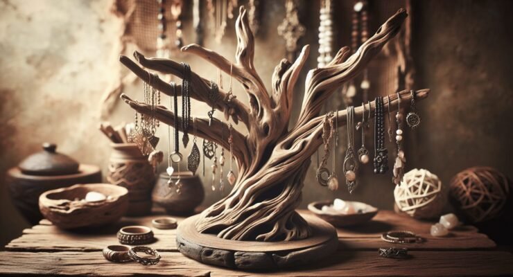 driftwood jewelry stand