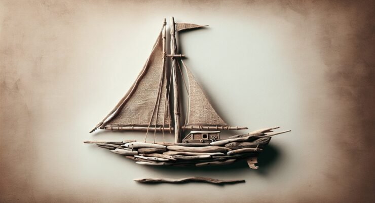driftwood sailboat wall art