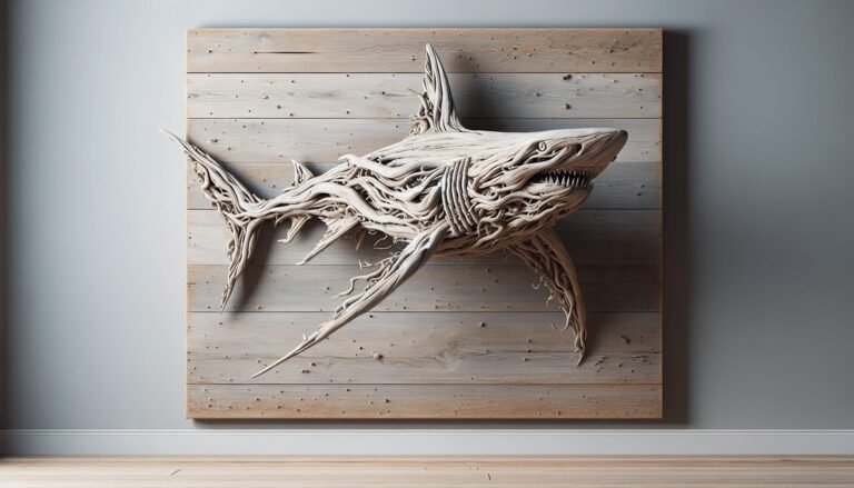 driftwood shark wall art