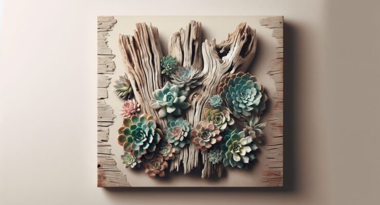 driftwood succulent wall art