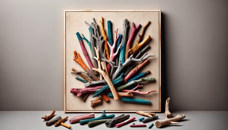 driftwood wall art branches painted sticks 1