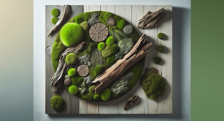 preserved moss and driftwood wall art diy 1