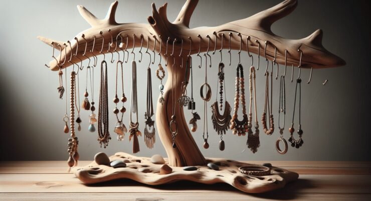 diy driftwood jewelry hanger 1