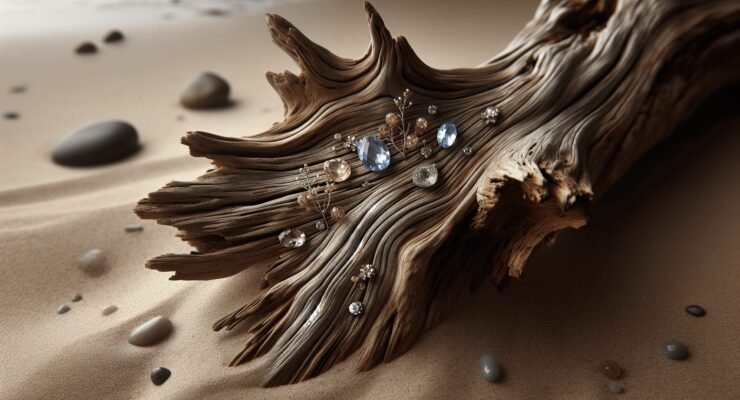 driftwood and gemstones