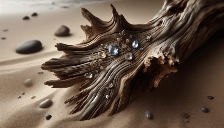 driftwood and gemstones