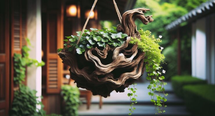 driftwood hanging planter 1