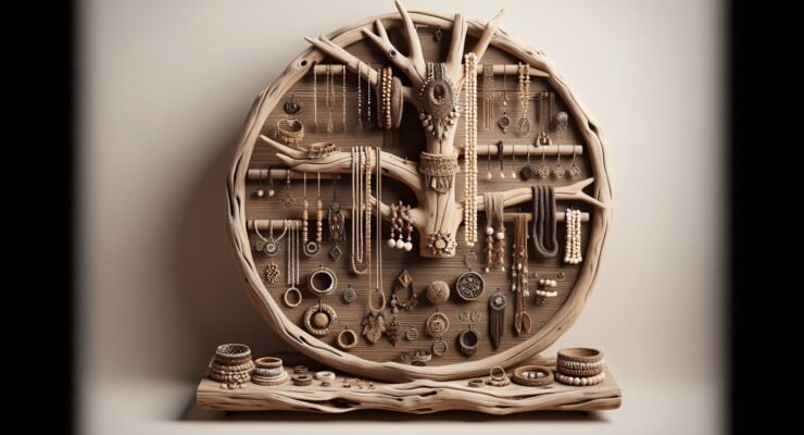 driftwood jewelry display stand