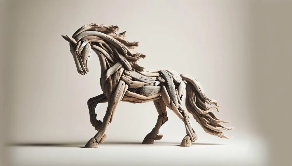 Wooden Horse Sculpture Driftwood Art
