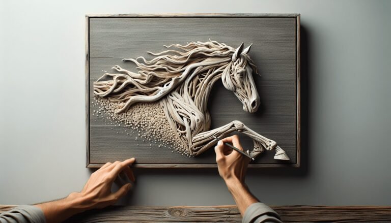 wooden horse sculpture driftwood art