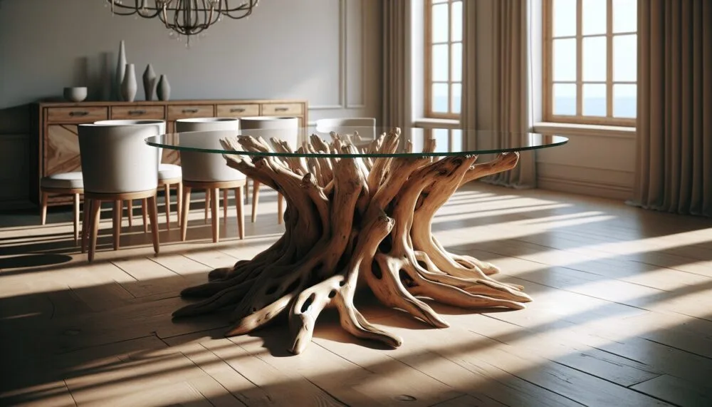 Driftwood Glass Dining Table