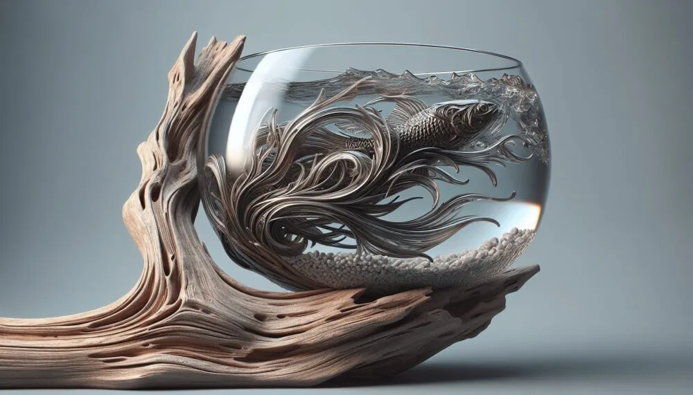 driftwood glass fish bowl 1