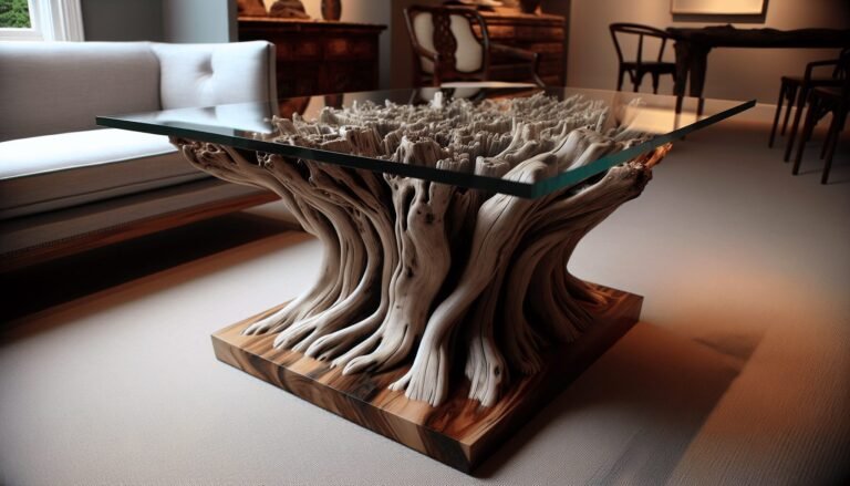 driftwood glass table