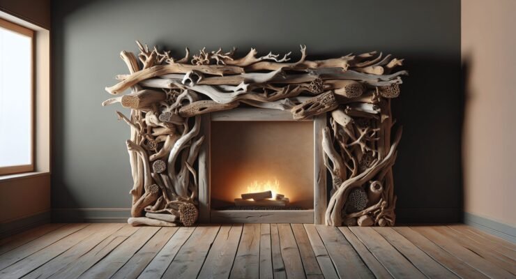 driftwood mantle fireplaces