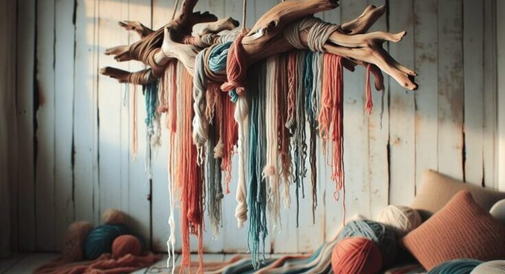 driftwood yarn wall hanging diy