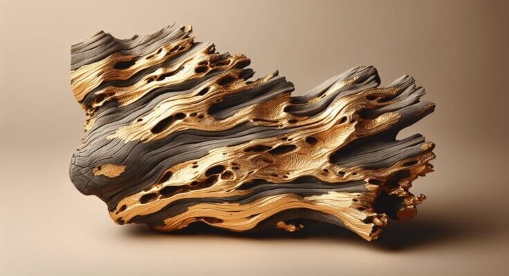 gold painted driftwood