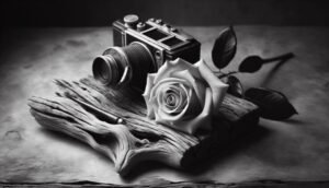 ansel adams rose and driftwood