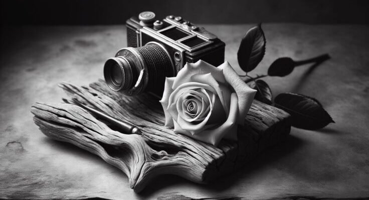ansel adams rose and driftwood