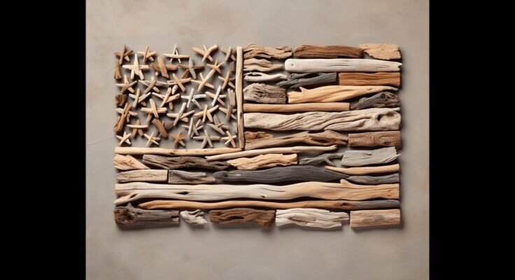 driftwood american flag