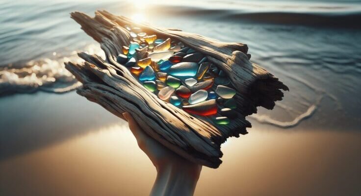 driftwood and seaglass art 1