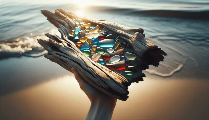 driftwood and seaglass art 1