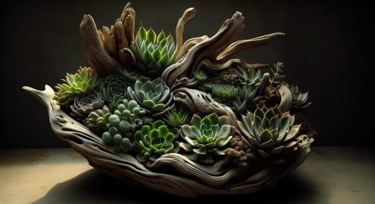 driftwood and succulents 1