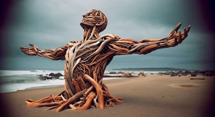 driftwood human sculpture
