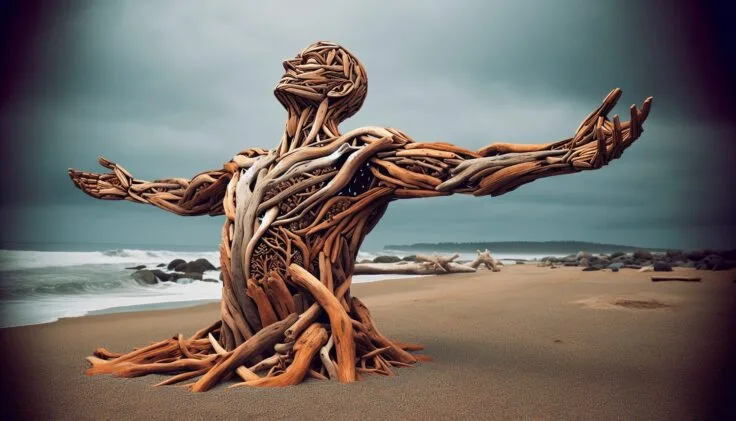 driftwood human sculpture