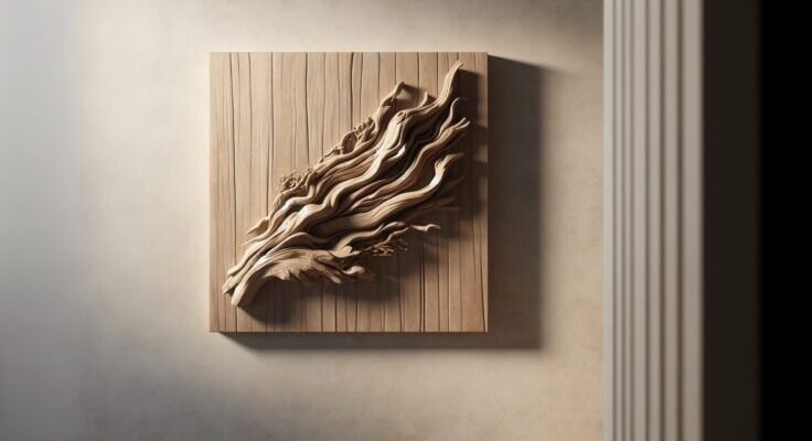 driftwood hung on wall
