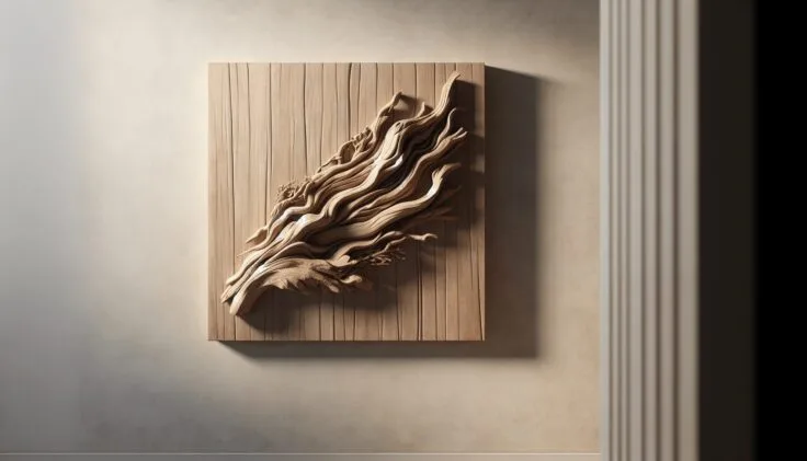 driftwood hung on wall