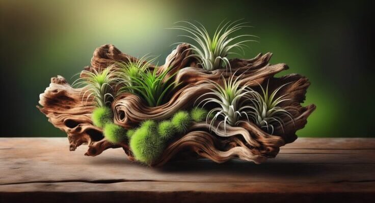 driftwood with air plants