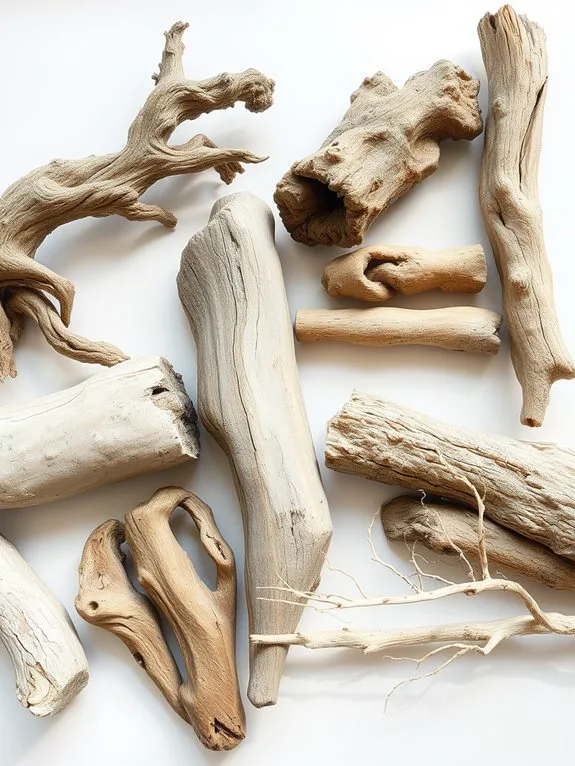 different varieties of driftwood