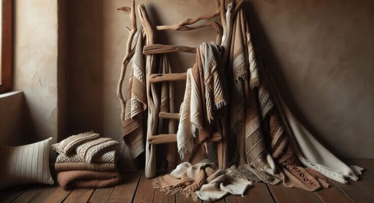 driftwood blanket ladder diy 1