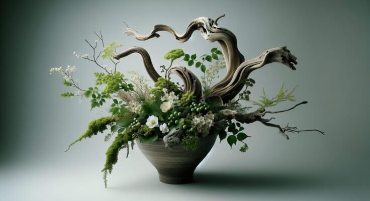 ikebana with driftwood 1