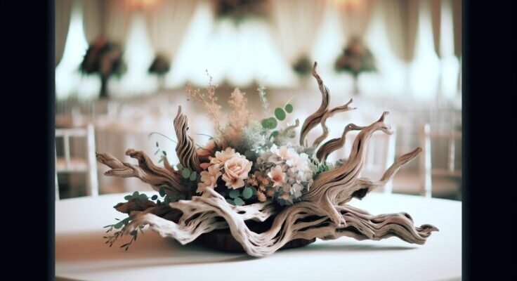 driftwood centerpiece wedding 1