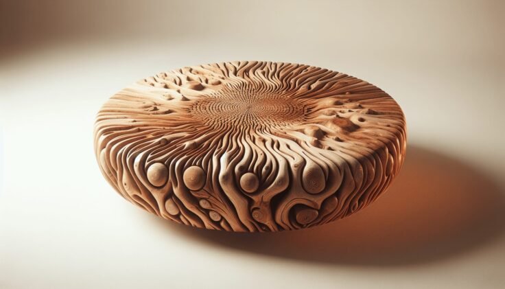 Ishan Round Driftwood Ridged Coffee Table Ishan Round Driftwood Ridged Coffee Table