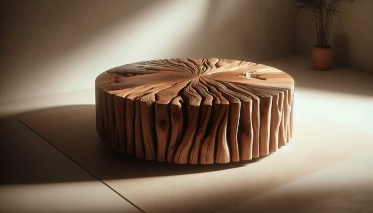 Ishan Round Driftwood Ridged Coffee Table Ishan Round Driftwood Ridged Coffee Table