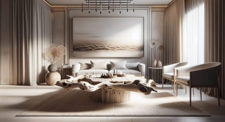 driftwood coffee table living room 1