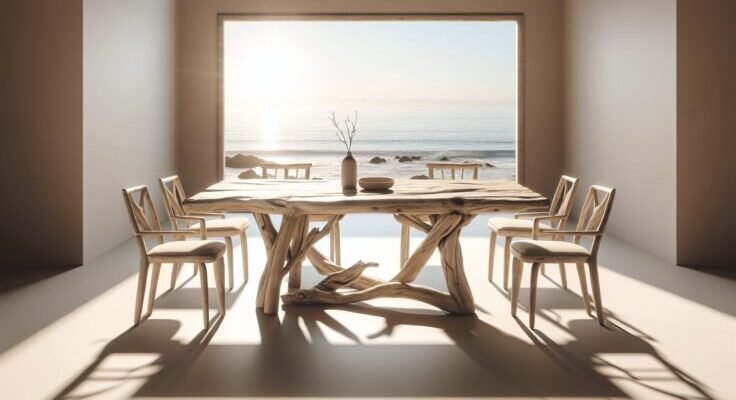 driftwood dining table and chairs 1
