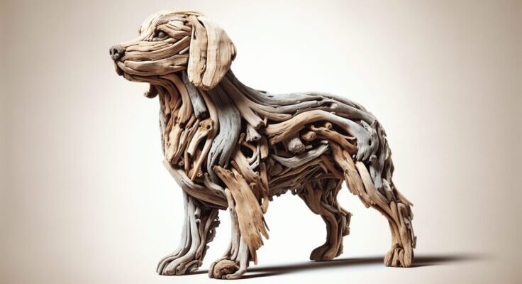 driftwood dog sculpture
