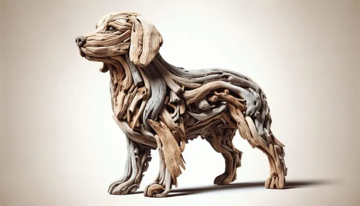 driftwood dog sculpture