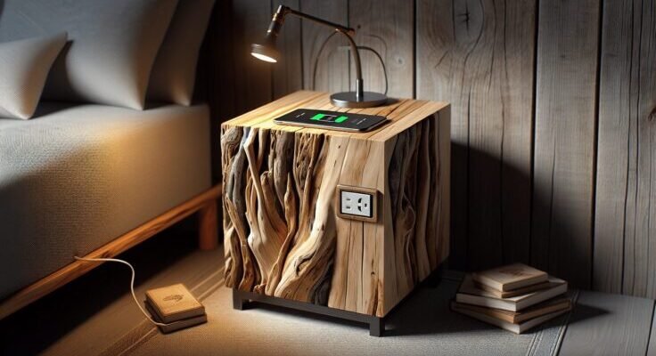keane driftwood charging nightstand