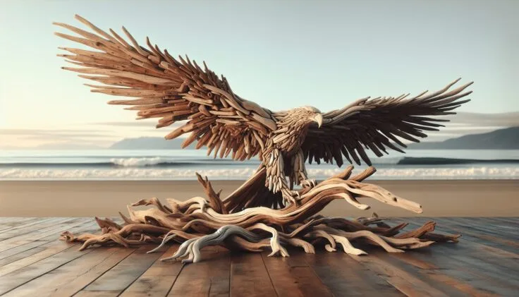 Driftwood Eagle Sculpture