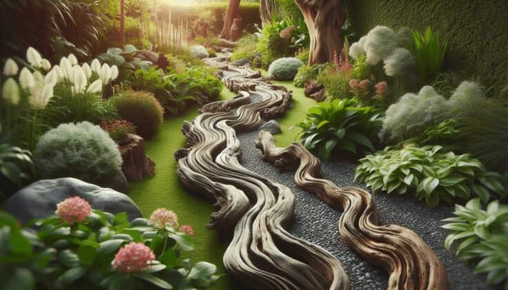 Driftwood Edging Garden