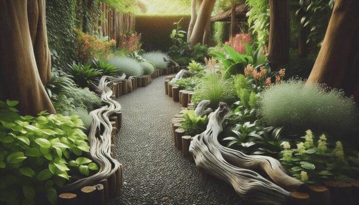 Driftwood Edging Garden