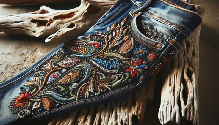 driftwood embroidered jeans