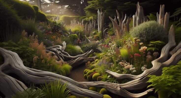 driftwood landscape edging 1