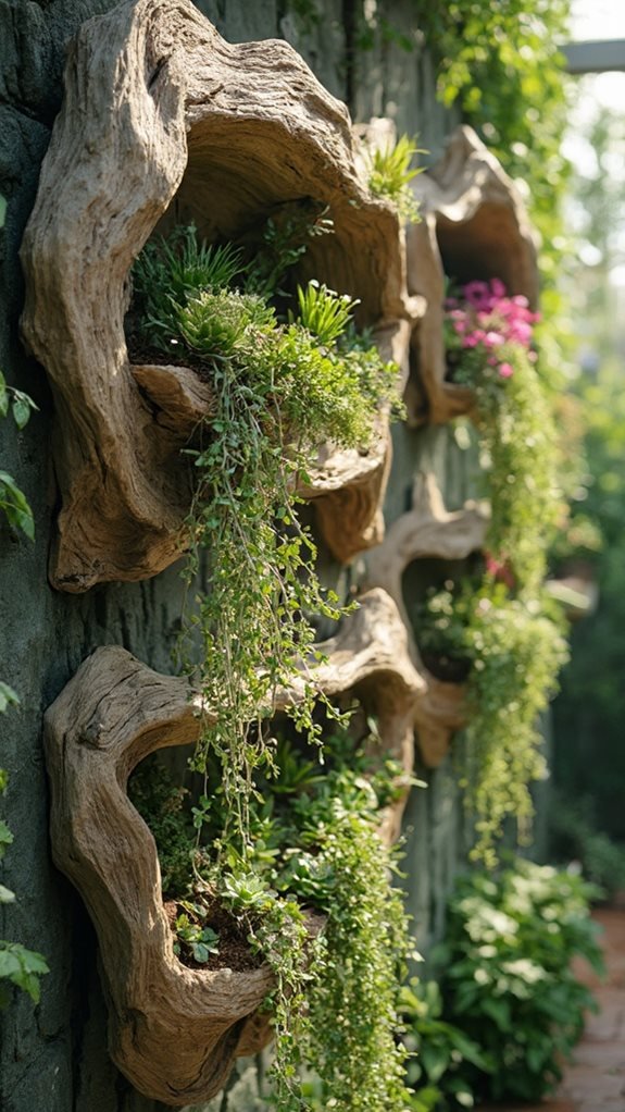 driftwood vertical garden shelves